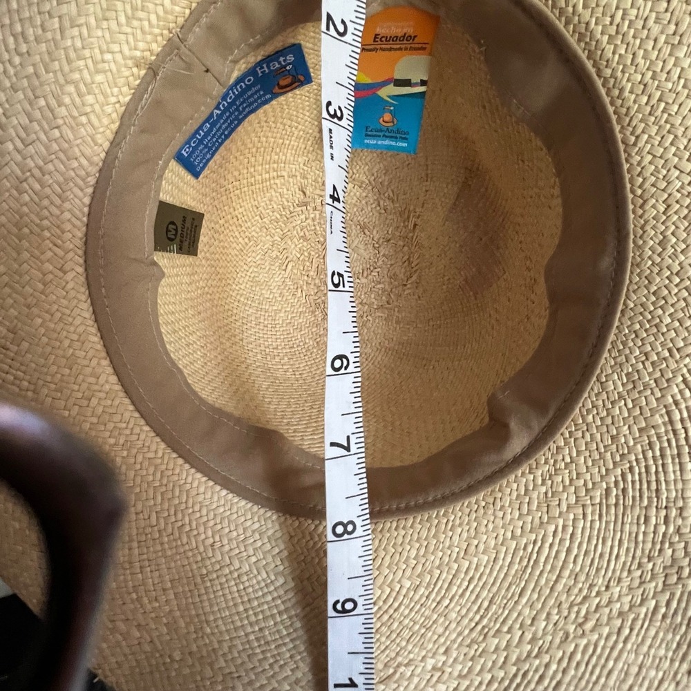 Ecua-Andino Wide Brim Straw Hat Sun Protection Handmade Medium - Picture 8 of 10